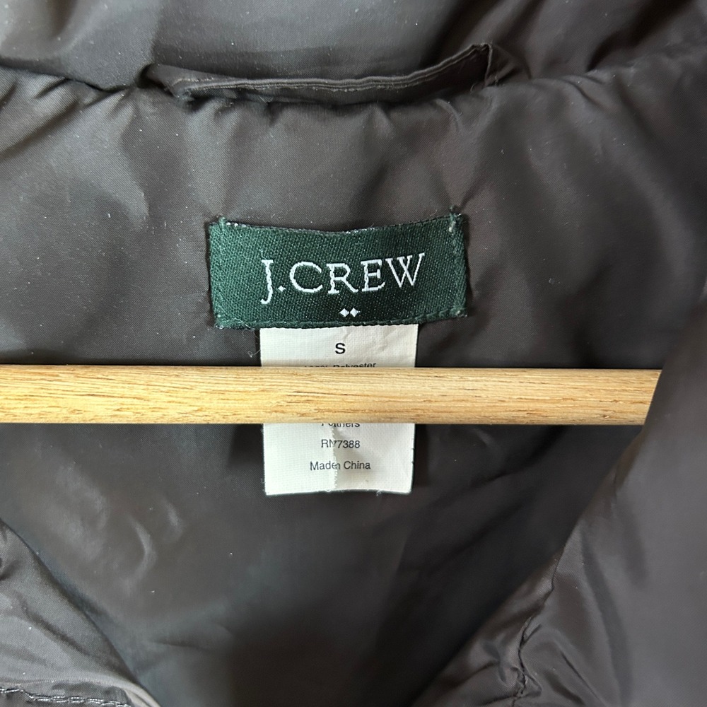 J.Crew Womens Down Puffer Vest Espresso Brown Quilted Snap Zip Small RN77388 - Picture 7 of 9